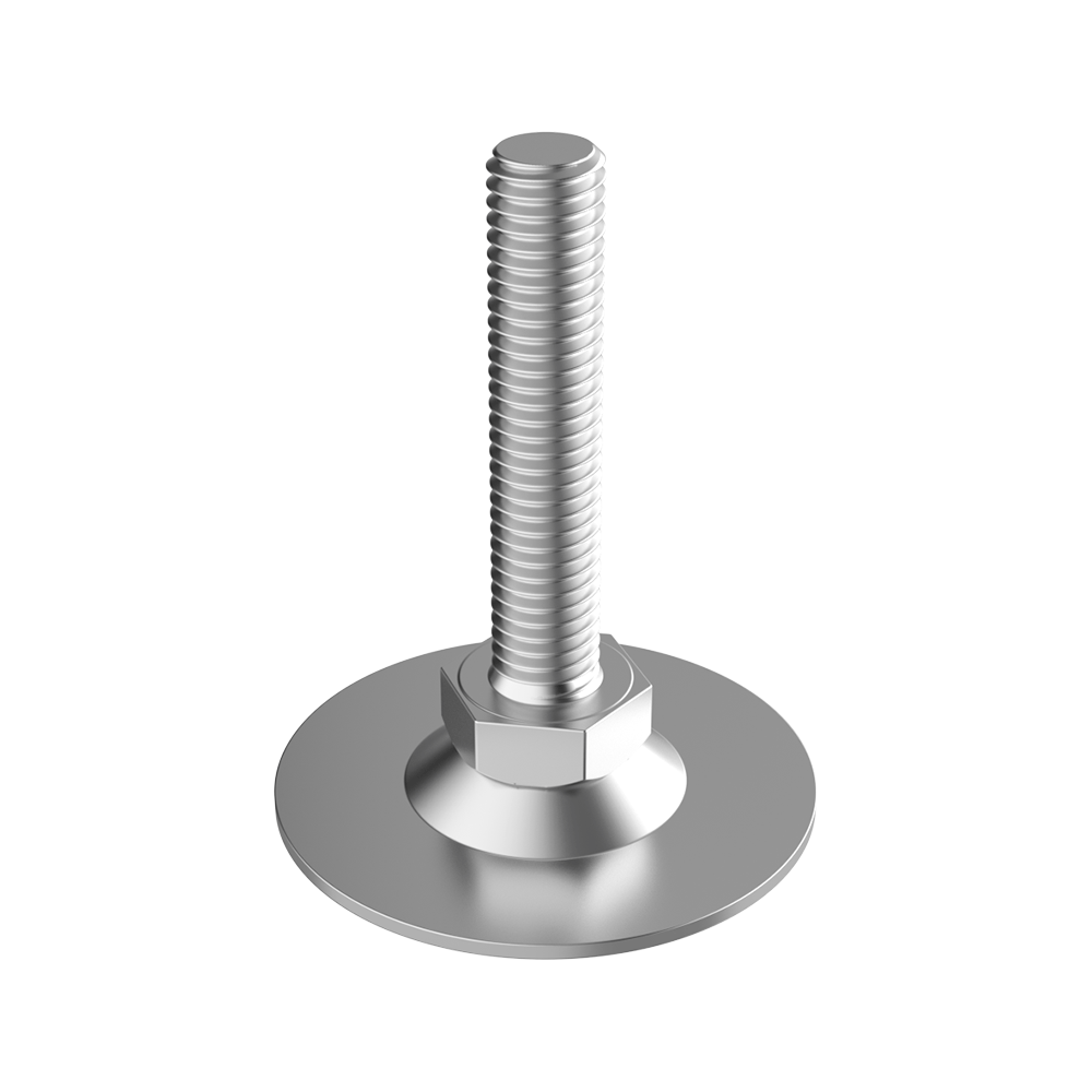 Os pés niveladores LHVB são fabricados em <b>(ZCS)</b> Aço Zincado e incluem um parafuso DIN 558-4.6-A2F <b>giratório</b> com base hexagonal e um ângulo de inclinação entre <b>10º e 13º</b>, dependendo da referência. Proporcionam uma fixação segura graças a um parafuso Torx T20 (torque máx. 3,4 Nm) que fixa a base ao parafuso.<br>
Quanto à base, existem duas opções dependendo da referência: sem furos ou com dois furos que permitem <b>parafusar e fixar firmemente ao chão</b> <i>(referências terminadas em H)</i>.<br><br>
Estes pés suportam uma carga de aproximadamente <b>6380 N</b>, embora recomendemos sempre manter uma margem de segurança. Os niveladores devem ser ajustados sem carga e não devem ser usados como deslizadores, mas sim como elementos estáticos.<br><br>
Para proteger a superfície contra riscos/impactos, sugerimos o uso da tampa protetora <b><a href='https://www.iscsl.es/pie-nivelador-de-acero-zincado-con-inclinacion/lkb/#'>LKB</a></b>, fabricada em <b>(LDPE)</b> Polietileno de Baixa Densidade.<br><br>
Oferecemos configurações especiais sob consulta:<br><br>
<i>* Outras comprimentos e medidas de rosca</i>.<br>
<i>* Base em <b>(SS)</b> Aço Inoxidável</i>.<br>
<i>* <b>Encaixe hexagonal</b> para chave Allen no topo da rosca</i>.