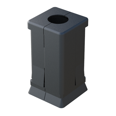 Nuestro conector para tubos cuadrados consta de 2 cavidades para tuercas hexagonales. Podemos suministrar la pieza sin tuercas, con una tuerca arriba, con una tuerca abajo, o con 2 tuercas. Consúltanos.