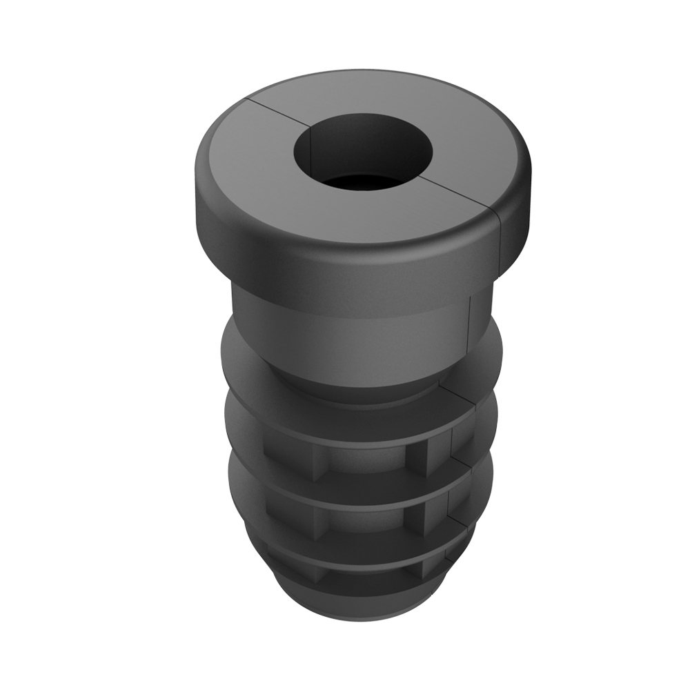 As nossas tampas para <b>tubo redondo</b> LJR são fabricadas em poliamida 6 <b>(PA6)</b>, o que lhes confere uma boa resistência ao impacto. Estão desenhadas em duas partes separáveis e possuem uma <b>porca</b> de aço zincado <b>(ZCS)</b> alojada no seu interior, a qual permite incorporar um pé nivelador ou uma roda. As tampas LJR estão disponíveis para tubos de <b>Ø16 até Ø80</b>.<br> <br> Tanto o design como a carga estática axial de cada referência são diferentes. Pode descarregar o ficheiro 3D ou o plano para obter informações mais detalhadas.<br> <br> Oferecemos também a opção de fornecer a tampa com porca de aço inoxidável <b>(SS) DIN 934</b> ou com um parafuso de cabeça hexagonal <b>DIN 933</b>. Consulte as condições de venda com o nosso departamento comercial.<br>