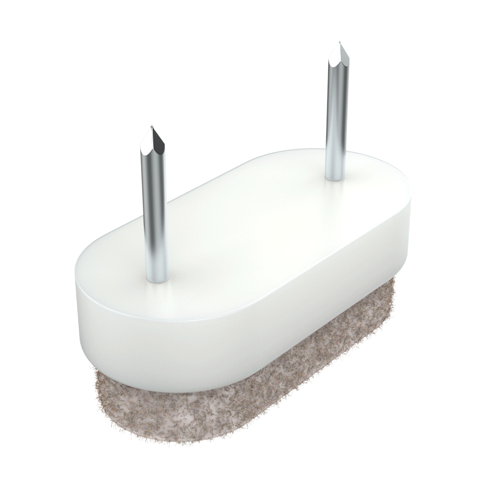 Nuestro tope redondo LQSFW con clavo y fieltro es idóneo para aplicar en patas de sillas y taburetes y así proteger las superficies más delicadas. El fieltro se fabrica con lana de primera calidad, que absorbe el ruido producido por el movimiento, y el cuerpo plástico es de poliestireno.<br>
<br>
Se ofrece la posibilidad de fabricar colores especiales bajo demanda.