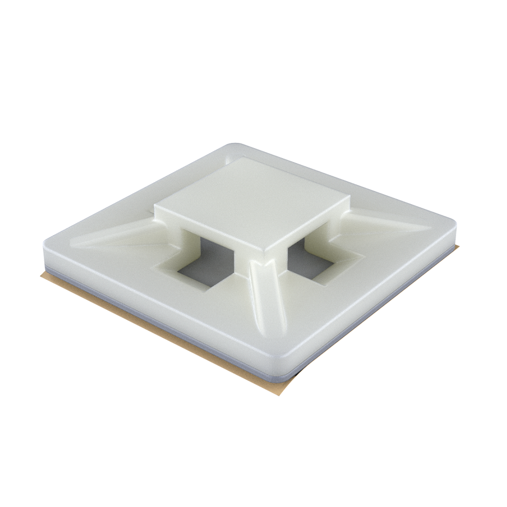 Nuestros soportes para bridas se fijan mediante adhesivo o 2 tornillos de cabeza plana. Son ideales para aplicaciones en las que la altura es importante. Sus 4 vías facilitan la entrada de las bridas. Elige la brida que más te conviene en nuestra familia MB.