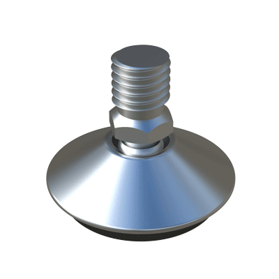 Nuestro pie nivelador tiene una base de acero. Si quieres la pieza sin inclinación, visita MNI.