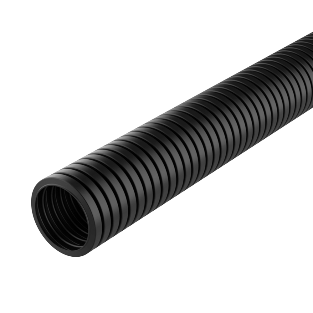 <p>O nosso <b>tubo corrugado de polipropileno MPP</b> é um componente flexível resistente ao fogo para aplicações técnicas em ambientes industriais e exteriores. Possui excelente resistência aos raios UV e vida útil de pelo menos 20 anos.</p>

<p><b>Material:</b> Polipropileno termoestabilizado.<br>
<b>Temperatura de funcionamento:</b> -40 °C / +130 °C (picos até +150 °C).<br>
<b>Inflamabilidade:</b> Retardante de chama e autoextinguível UL94-V2, FMVSS 302, DIN 75200.<br>
<b>Características:</b> Alta flexibilidade, resistência a álcoois, gorduras, óleos minerais e combustíveis. Adequado para sistemas fotovoltaicos, indústria mecânica e automóvel. Resistência à tração 26 MPa, módulo elástico 1300 MPa, alongamento na rutura >250%.<br>
<b>Fornecimento e embalagem:</b> Unidade de medida 1 metro, fornecimento a granel sem cortes, bobinas de 10, 25, 50 ou 100 metros conforme referência, medidas especiais sob pedido.</p>

<p><i>Cada referência está disponível em versão standard ou com abertura longitudinal ao longo do tubo.</i></p>