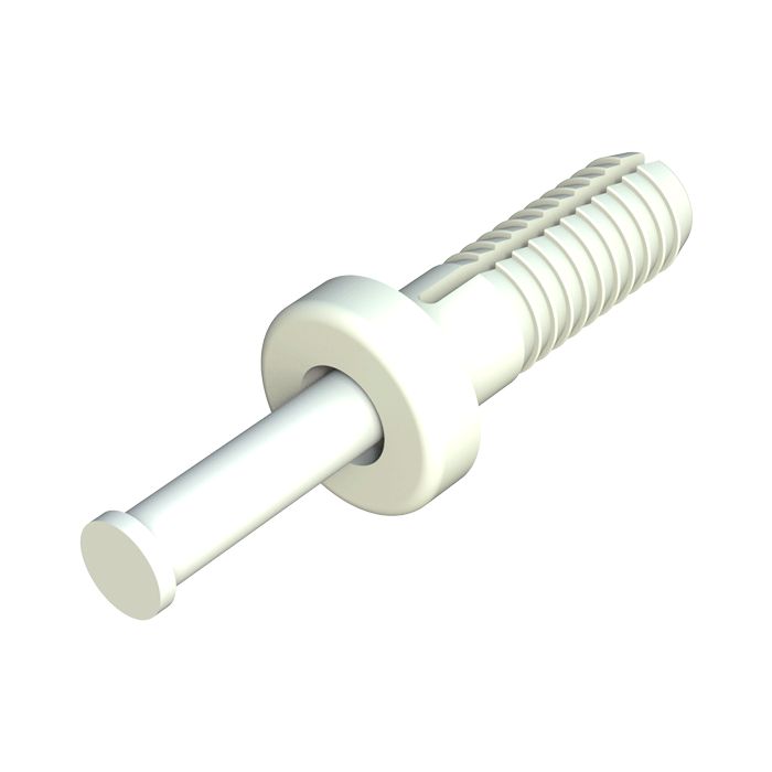 Este taco-remache proporciona una fijación resistente y duradera. Está indicado para materiales sólidos o semihuecos como la madera, yeso, hormigón, metal, plástico y cemento. La instalación es rápida: el remache tiene que ser insertado en el agujero taladrado y golpeado con un martillo. Las referencias con el vástago de acero zincado ofrecen una excelente resistencia. El cuerpo de nylon modificado al impacto ofrece una buena resistencia térmica, eléctrica, a la corrosión y a la vibración.