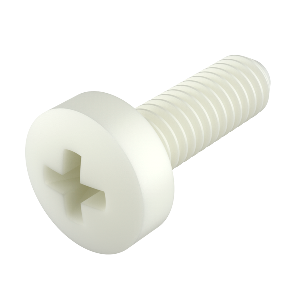 Nuestros tornillos con cabeza alomada <b>Phillips</b> (DIN 7985) fabricados en <b>PA66</b>, ofrecen una excelente resistencia a productos químicos (ver ficha técnica), un alto nivel de rigidez dieléctrica, no se oxidan y previenen daños producidos por sobretensado.