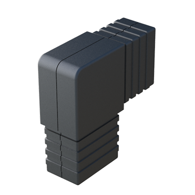 El conector en L está fabricado en <b>Nylon</b> (PA6) de alta resistencia y da lugar a una conexión perpendicular de <b>2 tubos rectangulares</b>.
Se suministra <b>con</b> o <b>sin alma de acero</b> (S) - conector de dos partes.
Se emplea para bastidores con <b>cargas estáticas bajas - medias</b> o <b>altas</b> - según integre o no el núcleo de acero.
Disponemos de versiones para diferentes espesores y dimensiones de pared.
Si se quiere reforzar el conector por medio de remaches, pasadores, etc., se debe evitar perforar el núcleo de acero para prevenir la corrosión por contacto. <br>
Si lo que requiere no se encuentra dentro del programa estándar del producto, consulte con nuestra oficina comercial.