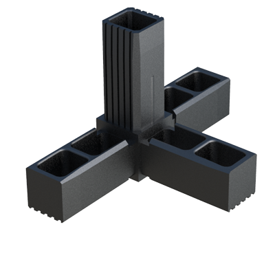El conector en C permite ensamblar <b>4 tubos cuadrados</b> y se suministra sin alma de acero (S) - conector de una sola pieza.

Se emplea para bastidores con <b>cargas estáticas bajas - medias</b> (con una distribución de pesos adecuada). 

El <b>Nylon</b> (PA6) utilizado es de alta resistencia, más aún gracias al <b>refuerzo de fibra de vidrio</b>, y ofrece grandes propiedades ante el envejecimiento (vida útil muy larga). <br>

Consulte a nuestra oficina comercial si la medida o cualquier otra especificación del producto no se encuentra dentro de nuestro programa estándar.