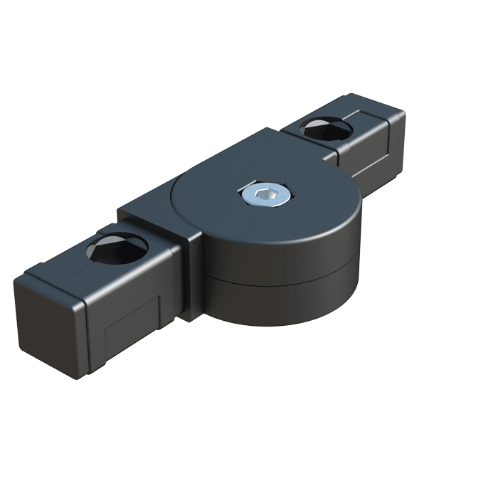 Conector <b>articulado</b> - fabricado en<b> Nylon</b> (PA6) de alta resistencia - que permite unir <b>2 tubos cuadrados</b> en varias posiciones - conector de varias piezas.
El sistema de articulación se puede ajustar continuamente <b>desde 0⁰ hasta 190⁰</b> o <b>desde 45⁰ hasta 200⁰</b> - según las características del sistema.
El conector integra 2 cámaras cónicas para alojar tuercas hexagonales (<b>SW 10</b> o <b>SW 13</b> o <b>SW 17</b> - según referencia).
Para ello, se deben perforar los perfiles de tubo en la posición correspondiente.
El <b>refuerzo de fibra de vidrio</b> otorga una mayor rigidez y estabilidad dimensional y térmica.
<br><br> * <i><b>Tipo 1</b></i>: Movimento de rotación libre. <br> * <i><b>Tipo 2</b></i>: Movimento de rotación con dentado interior de 15º. <br><br>
Si la medida o cualquier otra especificación del producto no se encuentra dentro de nuestro programa estándar, consulte a nuestra oficina comercial.<br>*A referência 02300400165 é fornecida desmontada.