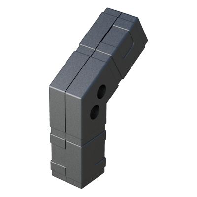 Nuestro conector 2 tubos ha sido diseñado para conectar 2 tubos cuadrados. Tiene un ángulo de 120º.