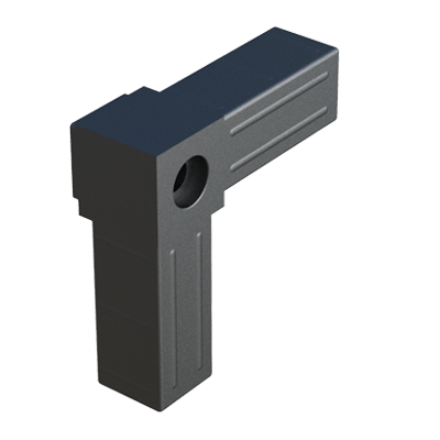 Nuestro conector en L ha sido diseñado para conectar <b>2 tubos cuadrados</b> a 90⁰ y se suministra sin alma de acero (S) - conector de una sola pieza.

Se emplea para bastidores con <b>cargas estáticas medias</b> (con una correcta construcción y distribución de pesos).

Tiene un agujero pasante de Ø 10.5 / 7 mm y un cuadrado de 16.2x16.2 mm para poder reforzar el conector.

El <b>Nylon</b> (PA6) utilizado es de alta resistencia y el <b>refuerzo de fibra de vidrio</b> otorga una mayor rigidez y estabilidad dimensional y térmica. <br>

Consulte a nuestra oficina comercial si la medida o cualquier otra especificación del producto no se encuentra dentro de nuestro programa estándar.