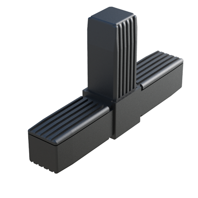 El conector en T permite unir <b>3 tubos cuadrados</b>.

Se suministra <b>con</b> o <b>sin alma de acero</b> (S), <b>de acero zincado</b> (ZCS) o <b>de acero inoxidable</b> (SS) - conector de dos partes. 

Está fabricado en <b>Nylon</b> (PA6) de alta resistencia y permite construir bastidores sometidos a <b>cargas estáticas bajas - medias</b> o <b>altas</b> - según referencia y considerando un correcto diseño de la estructura y una adecuada distribución de los pesos.

Si se le desea aplicar un refuerzo extra al conector, se debe evitar perforar el núcleo de acero para prevenir la corrosión por contacto (remaches, pasadores, etc.). <br>

Para otras especificaciones del producto - que no se encuentren dentro del programa - póngase en contacto con nuestra oficina comercial.