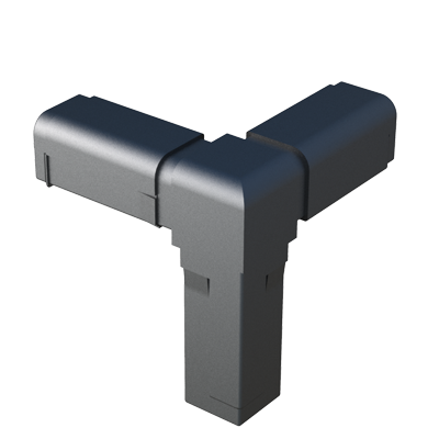El conector en Y ha sido diseñado para conectar <b>3 tubos cuadrados</b> y se suministra <b>con</b> o <b>sin alma de acero</b> (S) - conector de dos piezas.

Tiene un diseño ligeramente redondeado para ofrecer un mejor acabado y se emplea para bastidores con <b>cargas estáticas bajas - medias</b> o <b>altas</b> - según incorpore o no el núcleo de acero y con una adecuada distribución de los pesos.

El <b>Nylon</b> (PA6) utilizado es de alta resistencia y se caracteriza por una vida útil muy larga y gran resistencia al envejecimiento. <br>

Consulte a nuestra oficina comercial si la medida o cualquier otra especificación del producto no se encuentra dentro del programa estándar.